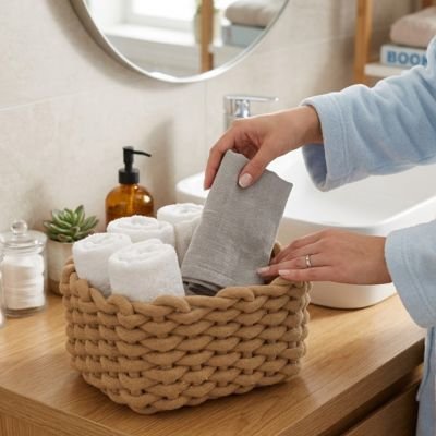 Panier de rangement salle de bain 