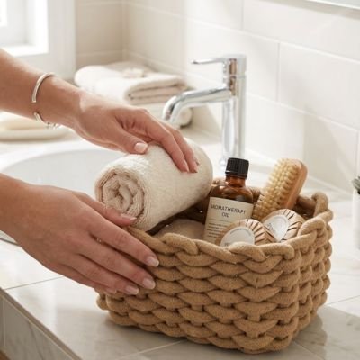 Panier de rangement salle de bain 